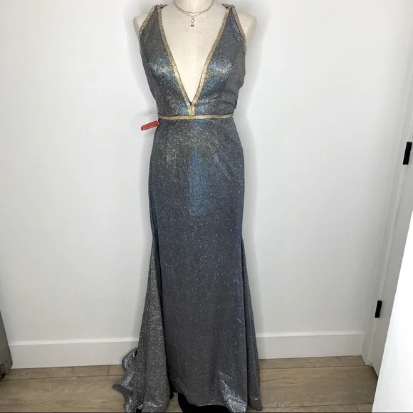 Mac Duggal mermaid gown ball gown prom homecoming formal maxi 4 iridescent - Picture 4 of 14